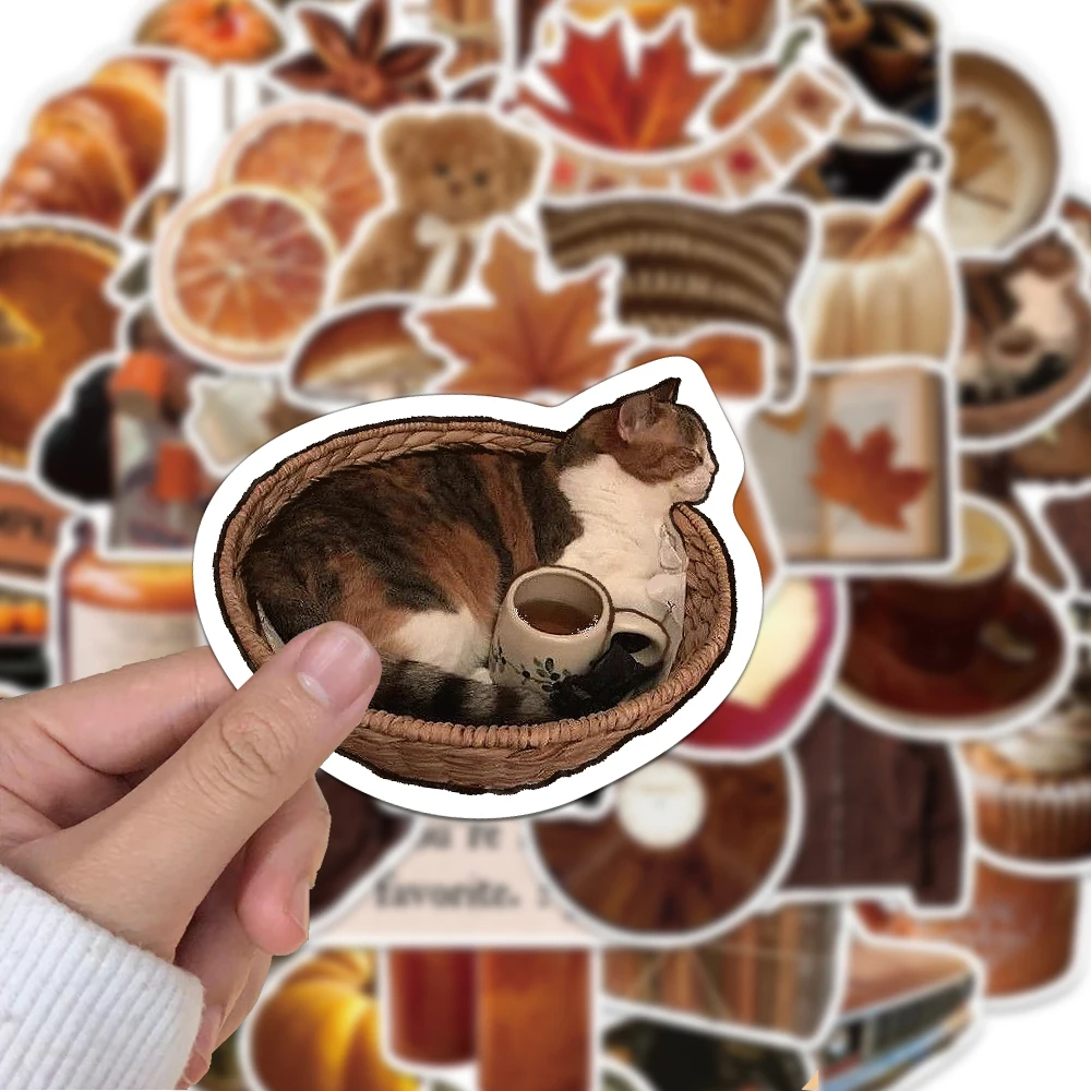 53枚のクリエイティブな秋のインスタイルステッカー、文房具、コンピューター、冷蔵庫、電話ケース、美的で個性的なステッカー