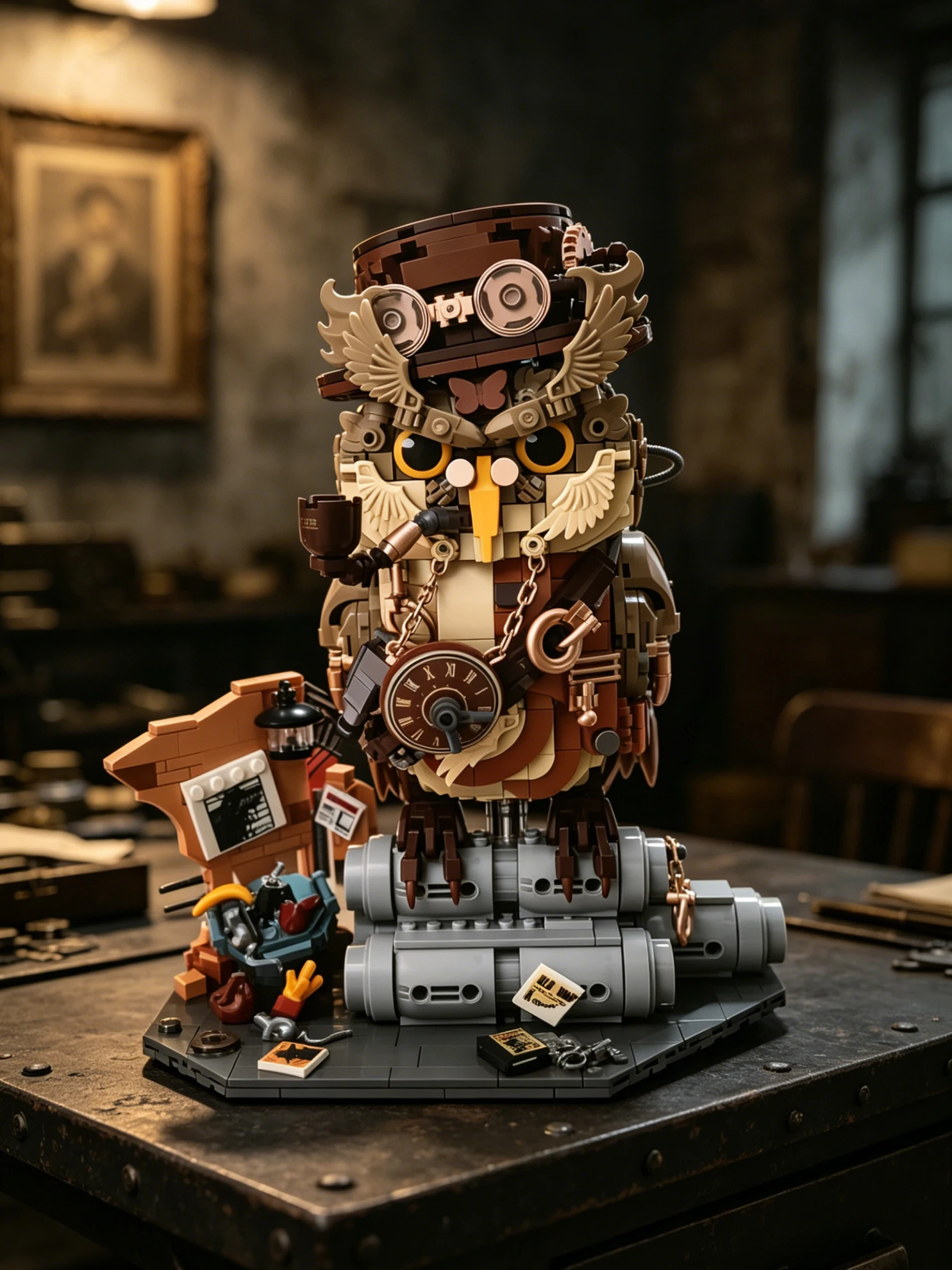 

1286Pcs Steampunk Owl Building Block Set, Retro Industrial Style Mechanical Assembly Model, 2026 New Model Building Block Toy, High Difficulty Building Blocks for Adults, Building Blocks for Boys, Birthday Gift, Gift for Boyfriend / Gift for Collectors