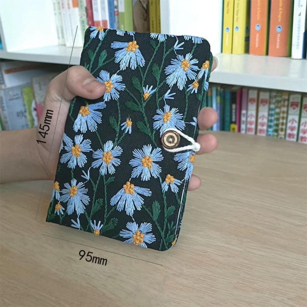 A5 A6 Embroidery Flower Notebook Portable Handbook with Button Student Diary High-Value Simple Notebook for Students Gifts