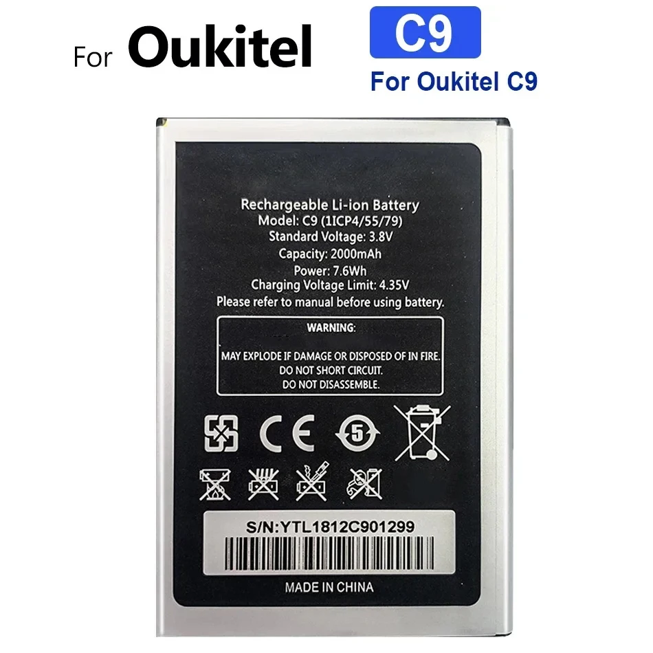 

Mobile Phone Battery For Oukitel C9 C 9, 2000mAh