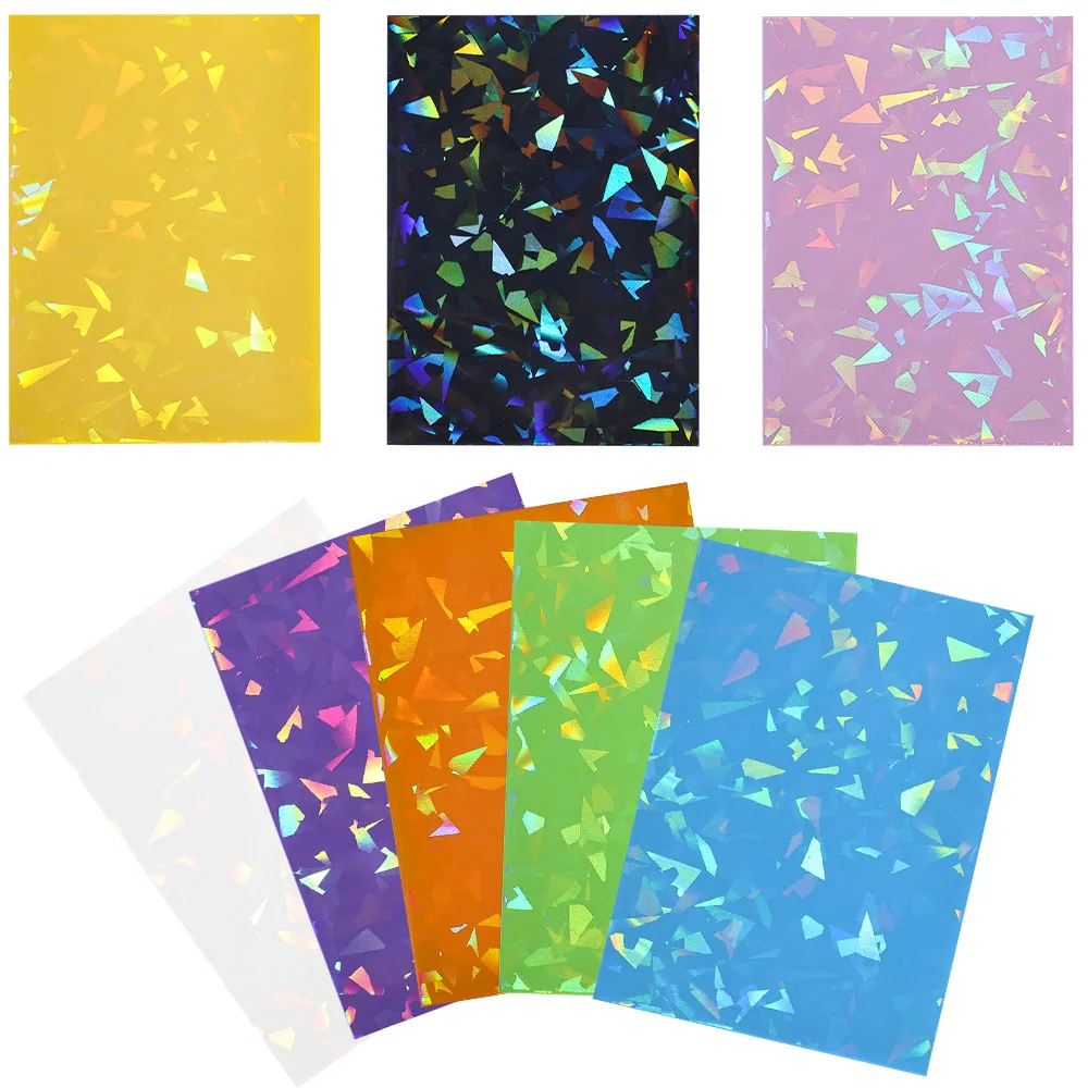 120PCS 66*91mm Holographic Trading Card Film Sleeves Laser Flashing Game Card Sleeves for MTG Broken Glass Kpop Card Protector