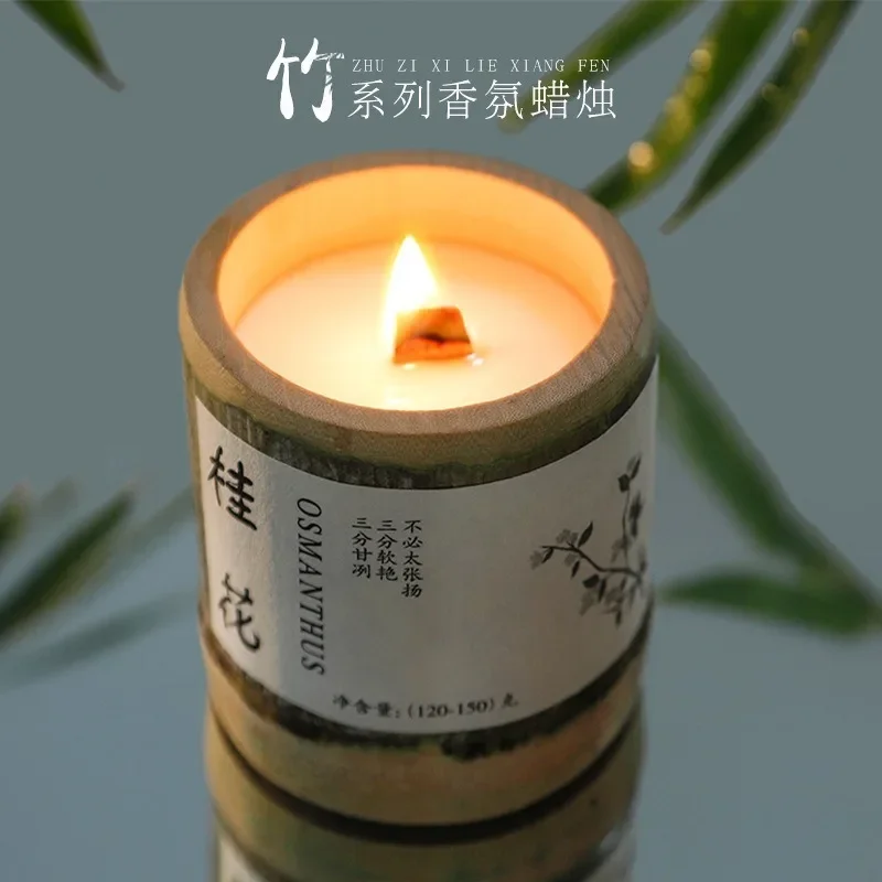 

Aromatherapy Candle Creative Semi Handmade Bamboo Tube Cup Indoor Gift Bamboo Aromatherapy Soybean Wax Aromatherapy Gift Box