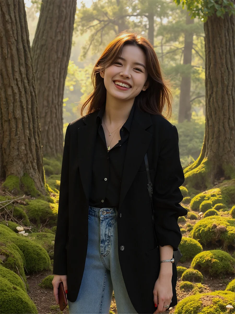 

White Women'S Evening Suit Medium-Length Waist-Fitted Scarf Block Types Collection Cinching Season Preppy Bf Japanese Uniform