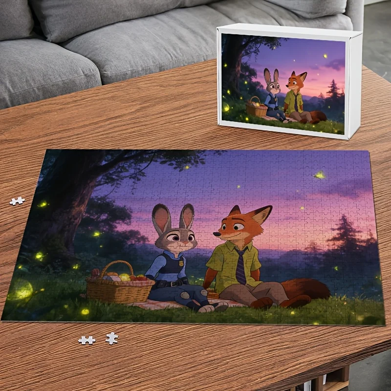 1000개 디즈니 주토피아 주디 홉스와 닉 와일드 포스터 퍼즐, 높은 난이도, 성인용 두뇌 자극, 직소 퍼즐 및 선물