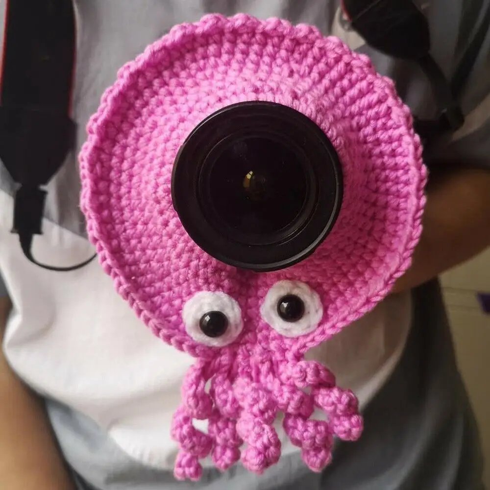 Cartoon Animal Camera Buddies Lens Accessory for Child/Kid/Pet Photography Knitted Lion Octopus Teaser Toy Posing Photo Props