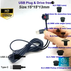 2MP 1080P Mini 15X15mm OTG Micro USB Camera Wide Angle Industry Machine 1080P Full HD Industry USB 2.0 Type-C Cam Machine use