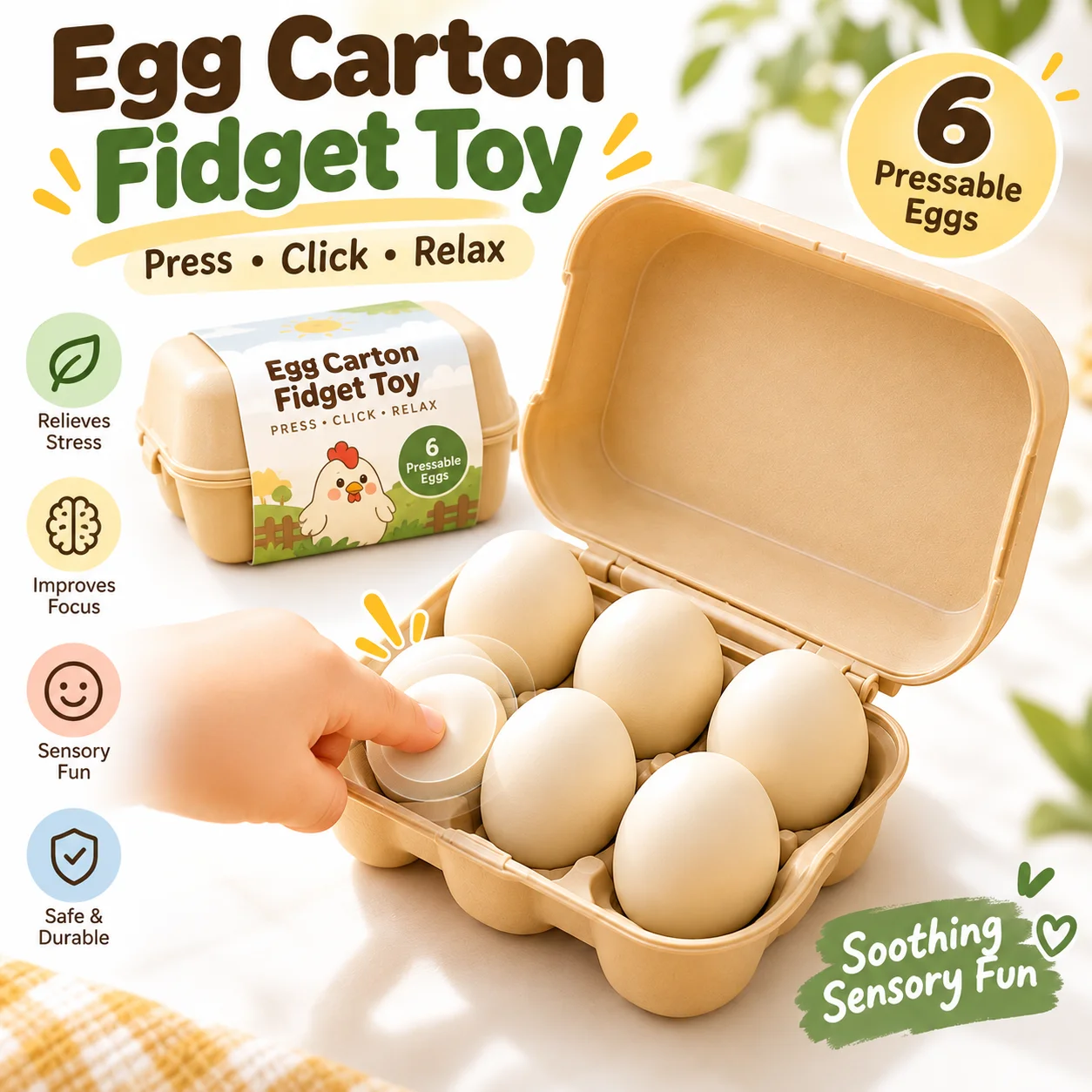 Egg Carton Fidget Clicker Toy Button Press Sensory Stress Relief Desk Toy Novelty Gift Mechanical Key Switch 2026 New Set
