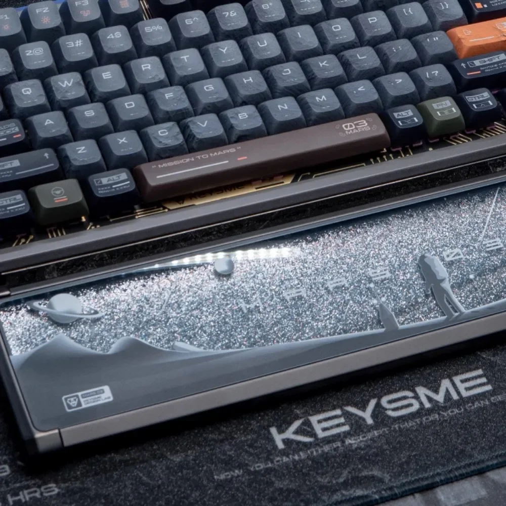 KeysMe Mars03 Metallic Quicksand Keyboard Wrist Rest  4000mAh RBG USB Type-C Bluetooth 125Hz Custom Silica Ergonomic Hand Rest