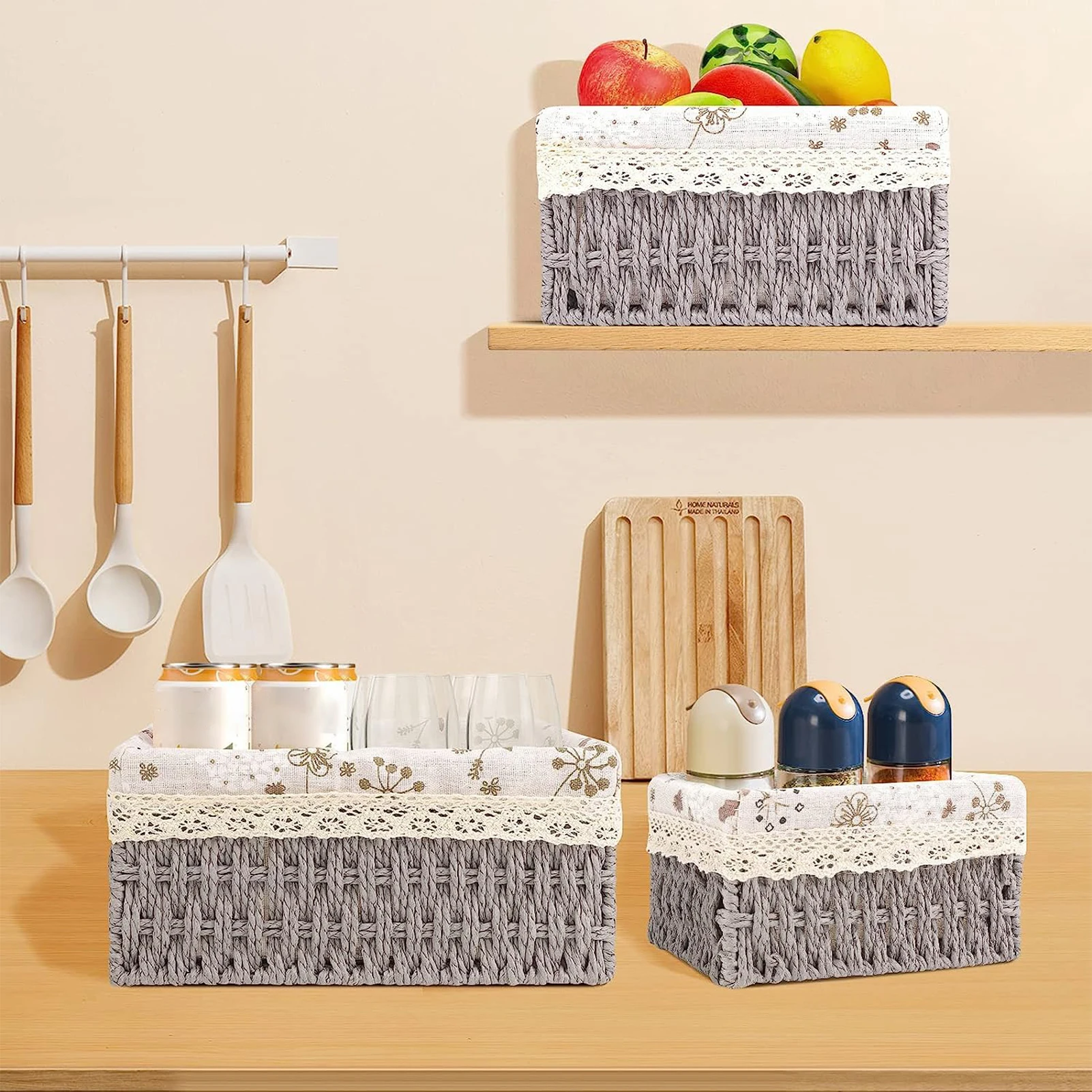 Caixa De Armazenamento De Palha Handwoven com Controle Remoto, Cesta De Vime, Frutas, Pão, Lanches Caixas, Organizador De Maquiagem, Recipiente De Armazenamento De Cozinha
