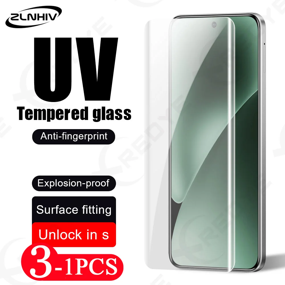 3/2/1 Pcs UV Tempered Glass Screen Protector for Xiaomi 15 Pro 14 Ultra Smartphone Protective Film 13 12 11 Civi 4 Pro 3 Mix 4