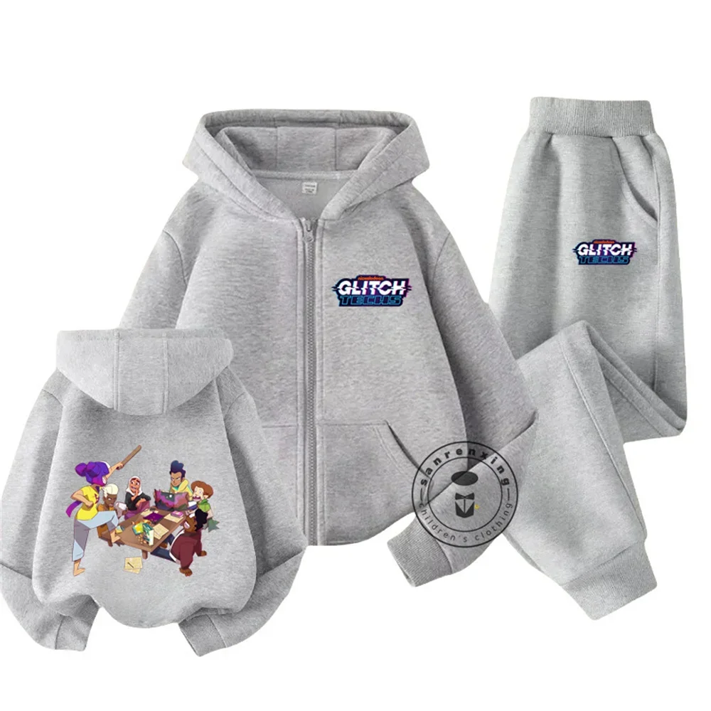 Baby Clothes Boy Outerwear 2 to 12 Year Tops Zipper Hoodie Set Glitch Techs 2024 Spring Sweatshirt for Children Girl Clothing