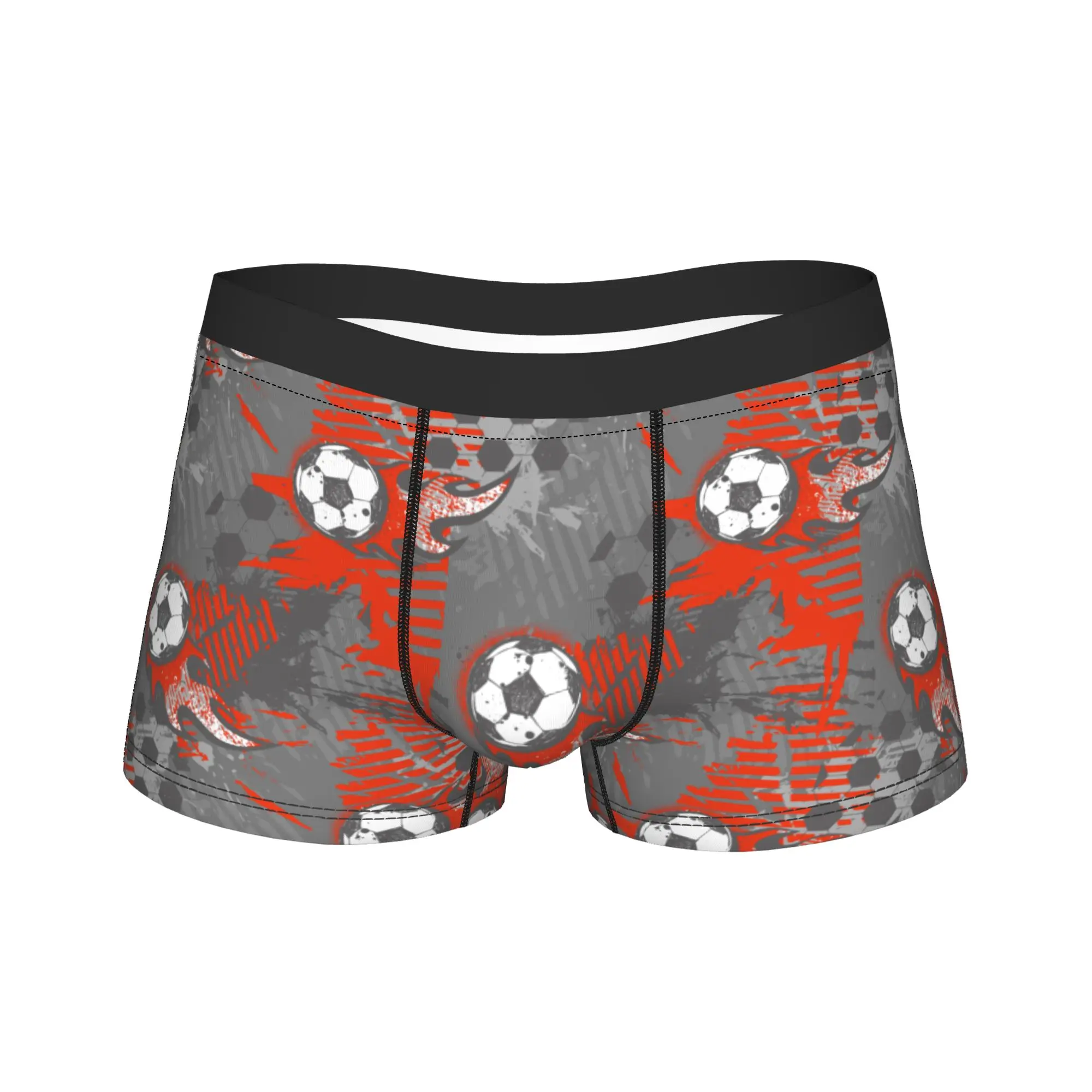 Men Cartoon Soccer Ball Football Long Underwear  Humor Boxer Briefs Shorts Panties Male Soft Underpants Plus Size