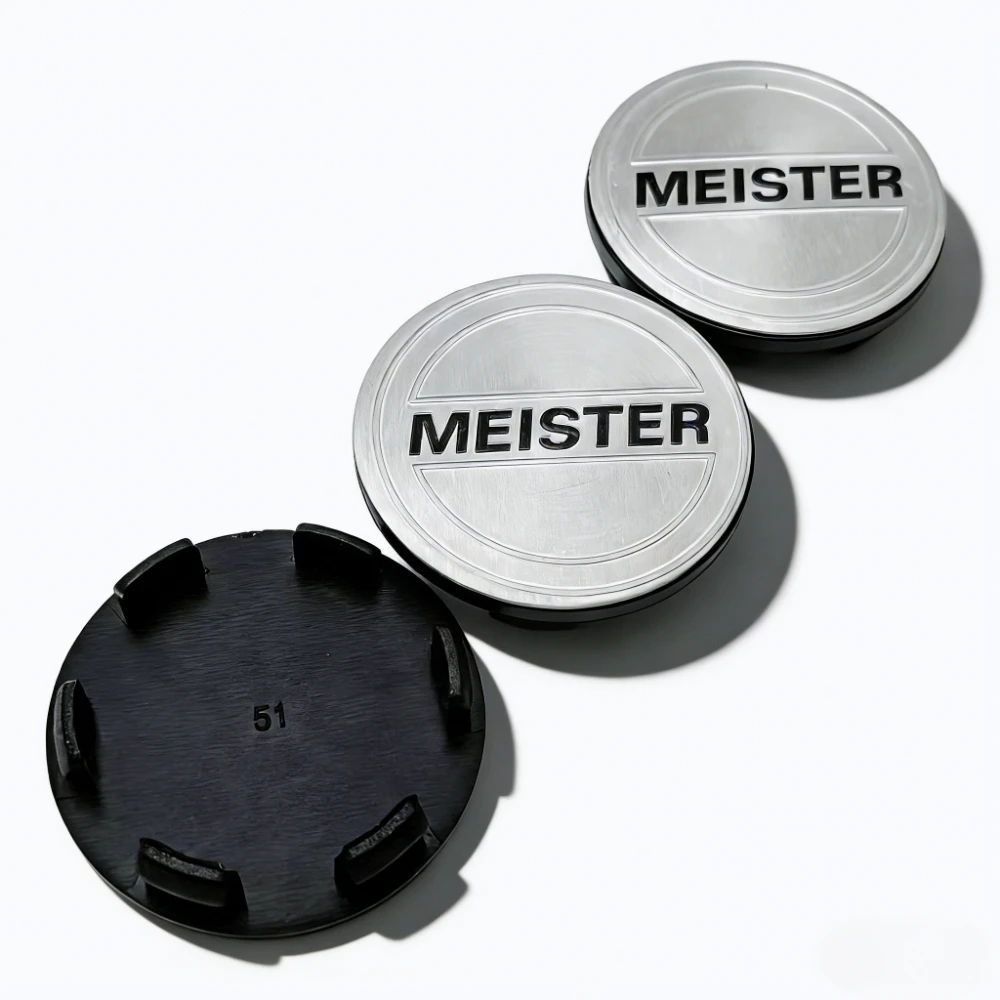 4pcs 51mm 46mm Meister Logo Emblem Badge Car Wheel Center Caps Rim Hub Center Dust Cover Wheel Hubcaps Replace Car Accessrories