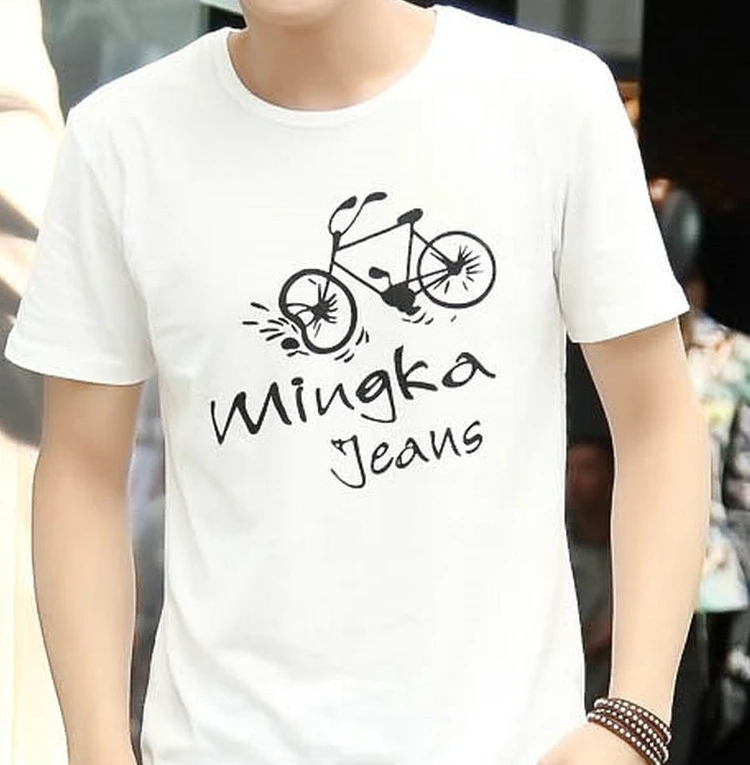 

Мужская футболка из чистого хлопка с короткими рукавами, модный мультяшный принт, полурукав, круглый вырез, модная брендовая свободная версия