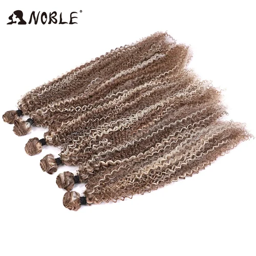 Imagen 2 del producto Noble-extensiones de pelo sintético para mujer, Afro mechones de pelo rizado, degradado, Rubio, fibra de alta temperatura, 20-24 pulgadas