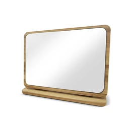 Wooden Desk Mirror Swivel Single-Sided Makeup Table Mirror, Portable Removable Countertop Private Room High-Definition Make Up