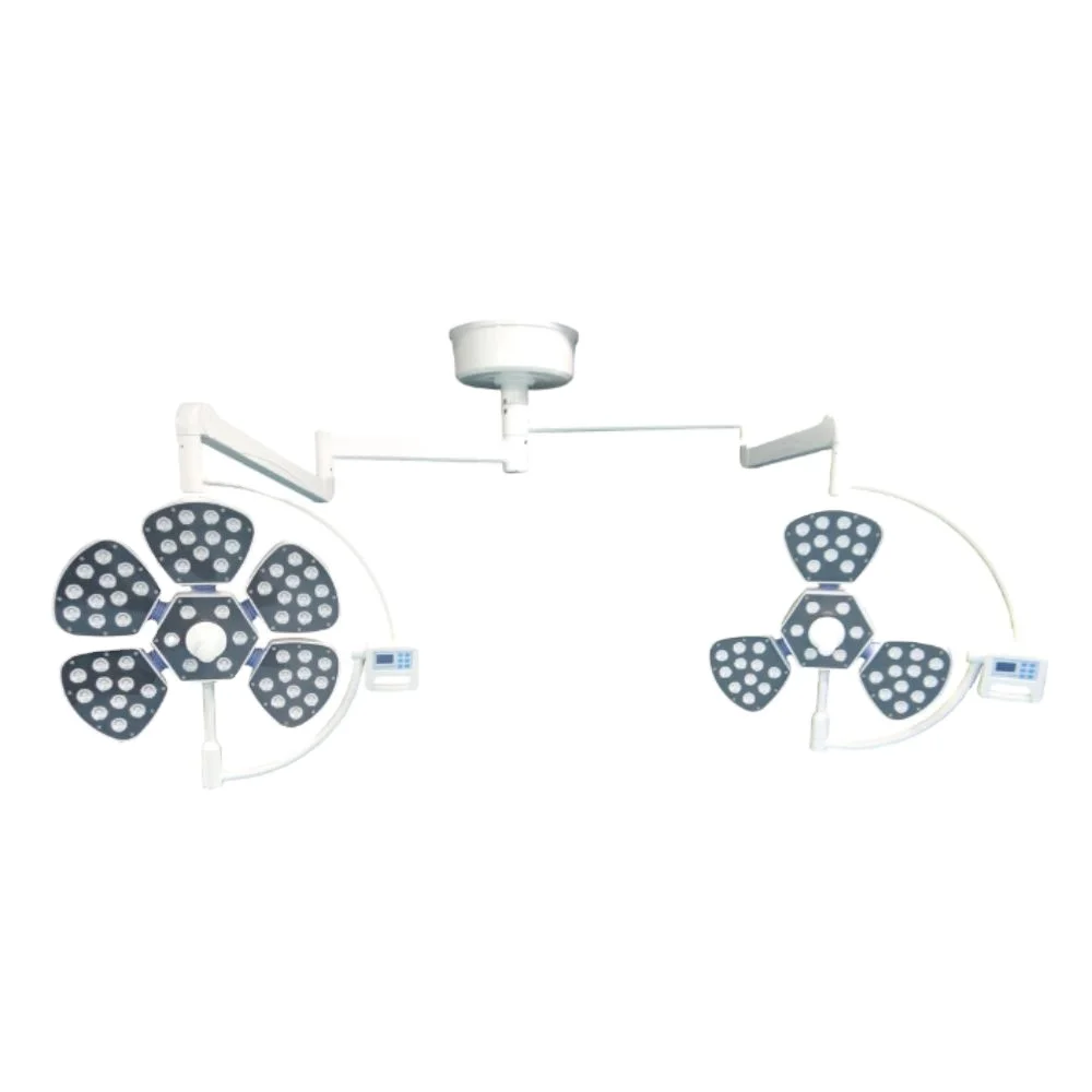 Adjustable Double Head LED Surgical Shadowless Light, Ceiling Mounted Petal Design Animal Clinic Medical Light