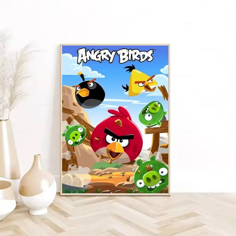 لعبة A-ANGRY B-BIRDS ملصق HD جدار لزج مقاوم للماء غرفة المعيشة المنزلية غرفة النوم شريط النوم الديكور الجمالي #2