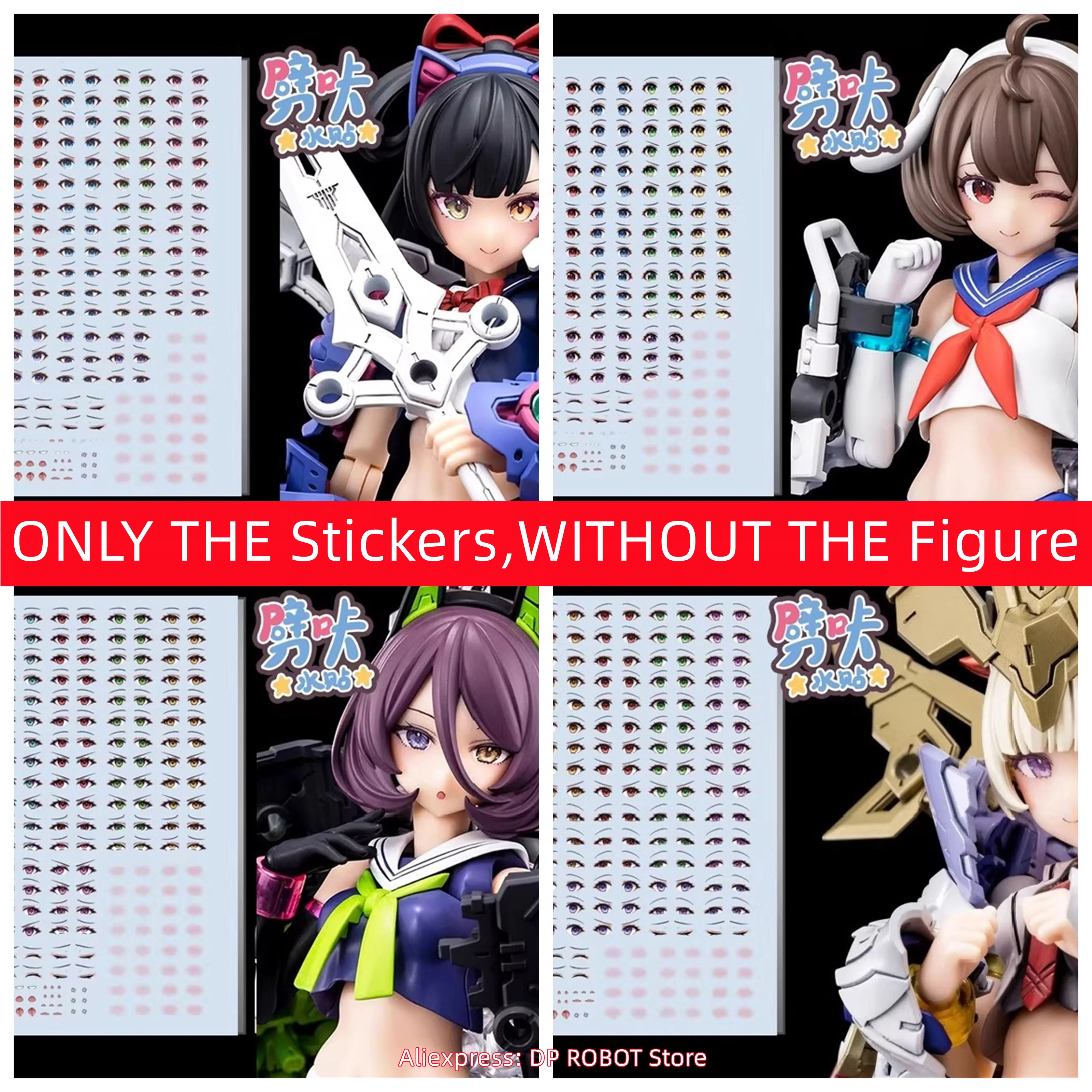 Nuevo Kit de actualización de pegatinas de agua para ojos y cara para muñeca de autobús KOTOBUKIYA, espadachín, tanque Paladin, traje móvil, accesorios para niñas