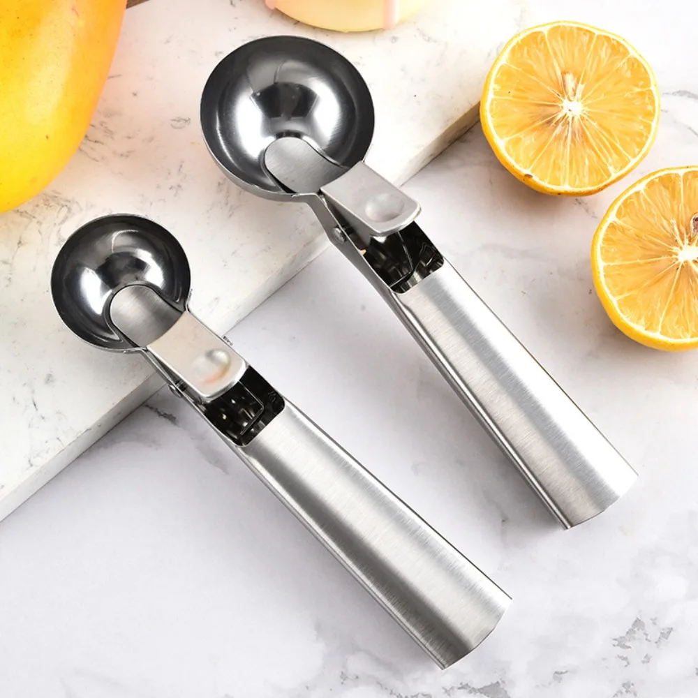 3pcs Stainless Steel Ice Cream Scoop Press-type Design Rust-proof Ice Cream Ball Digger Labor-saving Different sizes
