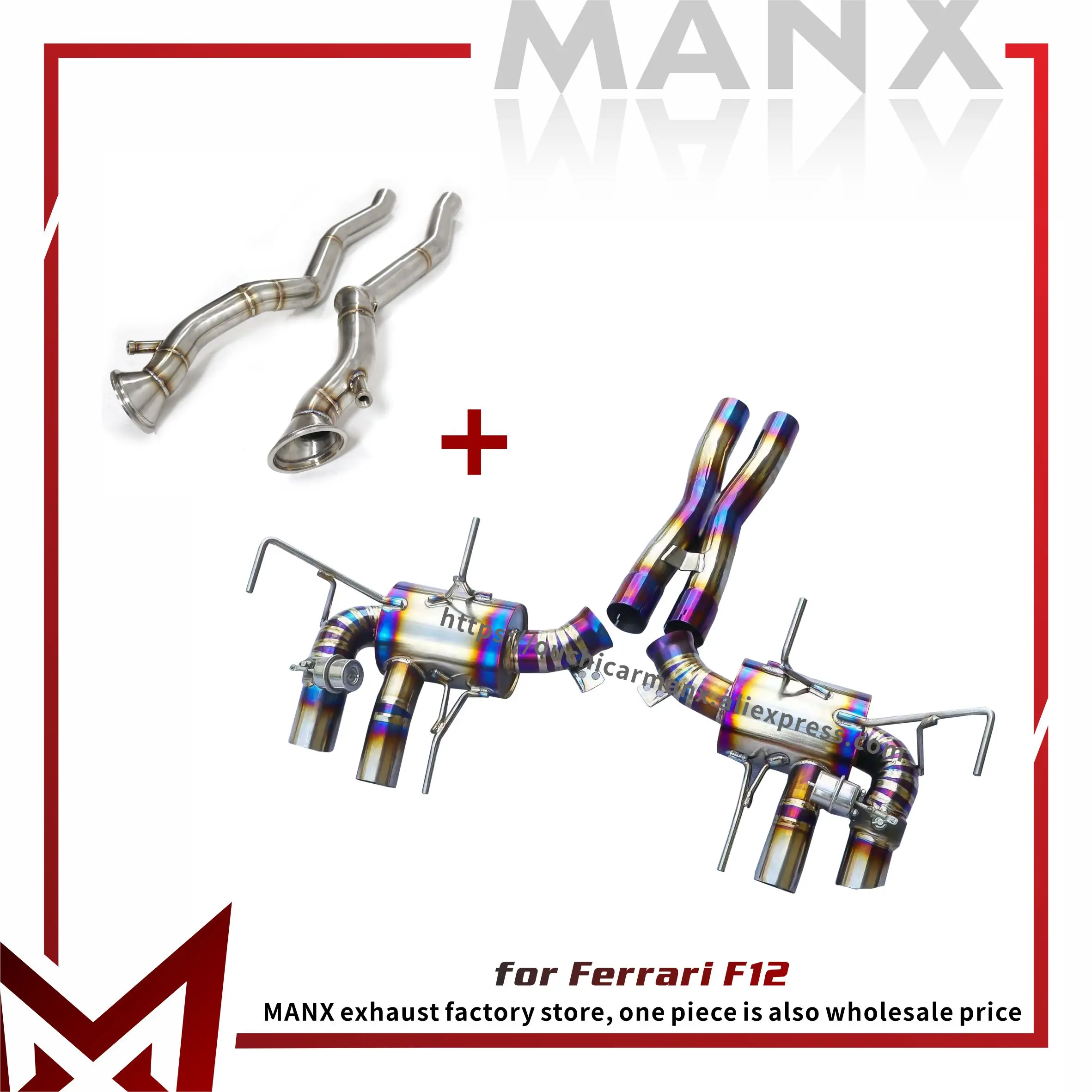 

MANX for Ferrari F12 Vacuum valves Catback Ti Exhaust system High performance Downpipe without Heat shield