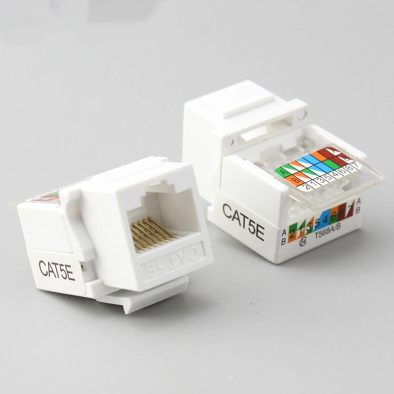 10Pcs RJ-45 CAT5e Keystone Jack Ethernet Network Keystone JackClip Module Wall Plug Connector Cat5 Keystone Jack