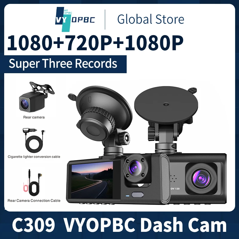 Car accessories dash cam Smart automotive devices car camera 3 camera front and rear cameras