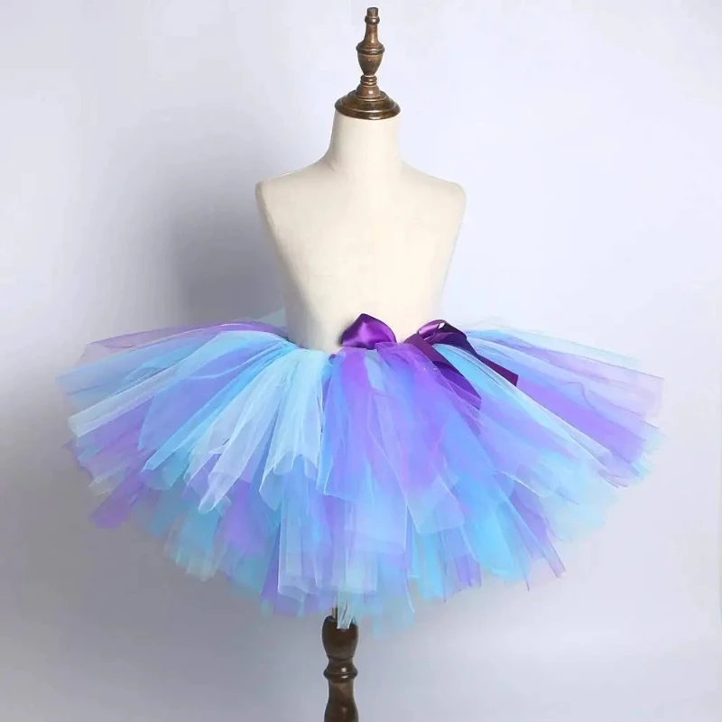 Purple Blue Turquoise Tutu Skirt for Baby Girls Kids Toddler Skirts Outfit Fluffy Tutus for Girls Shoot Prop Birthday Costumes