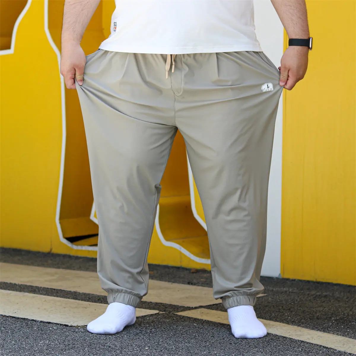 New Arrivals Bear Paw Men's Stretch Ice Feeling Pants, Plus Size Quick Dry Trousers, Summer Outdoor Breathable Trousers Shorts