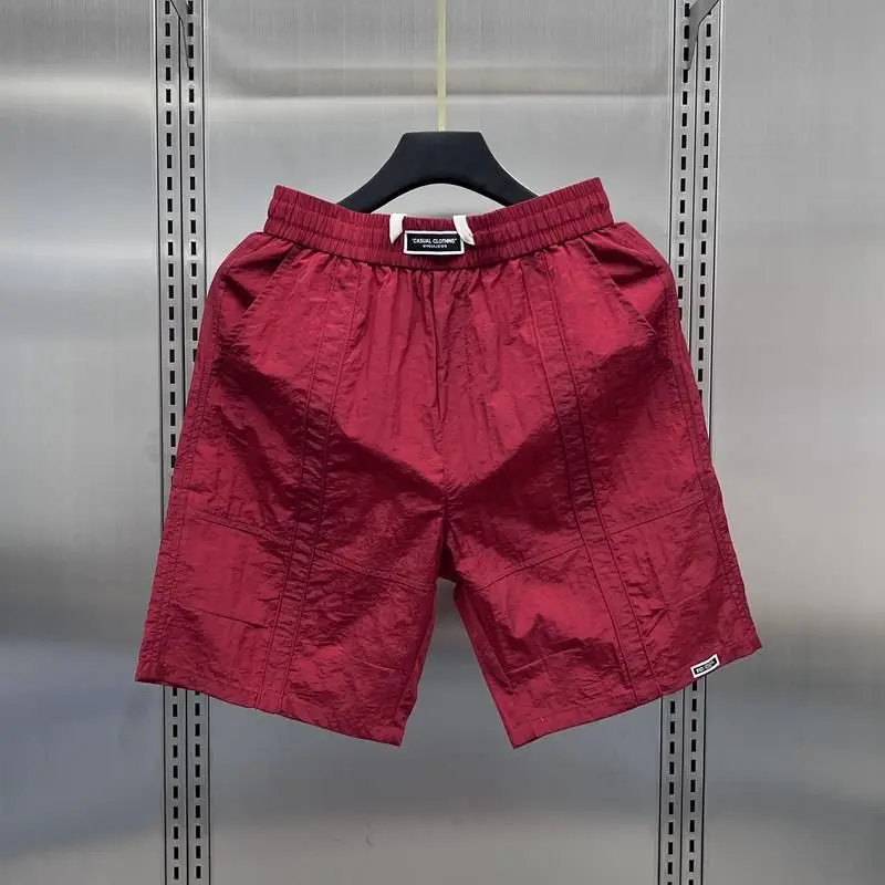 

Summer Loose Fit Men's Workwear Shorts Thin Sporty Beach Pants Polyester Fiber mid Waist Pocket Detail Trendy Brand