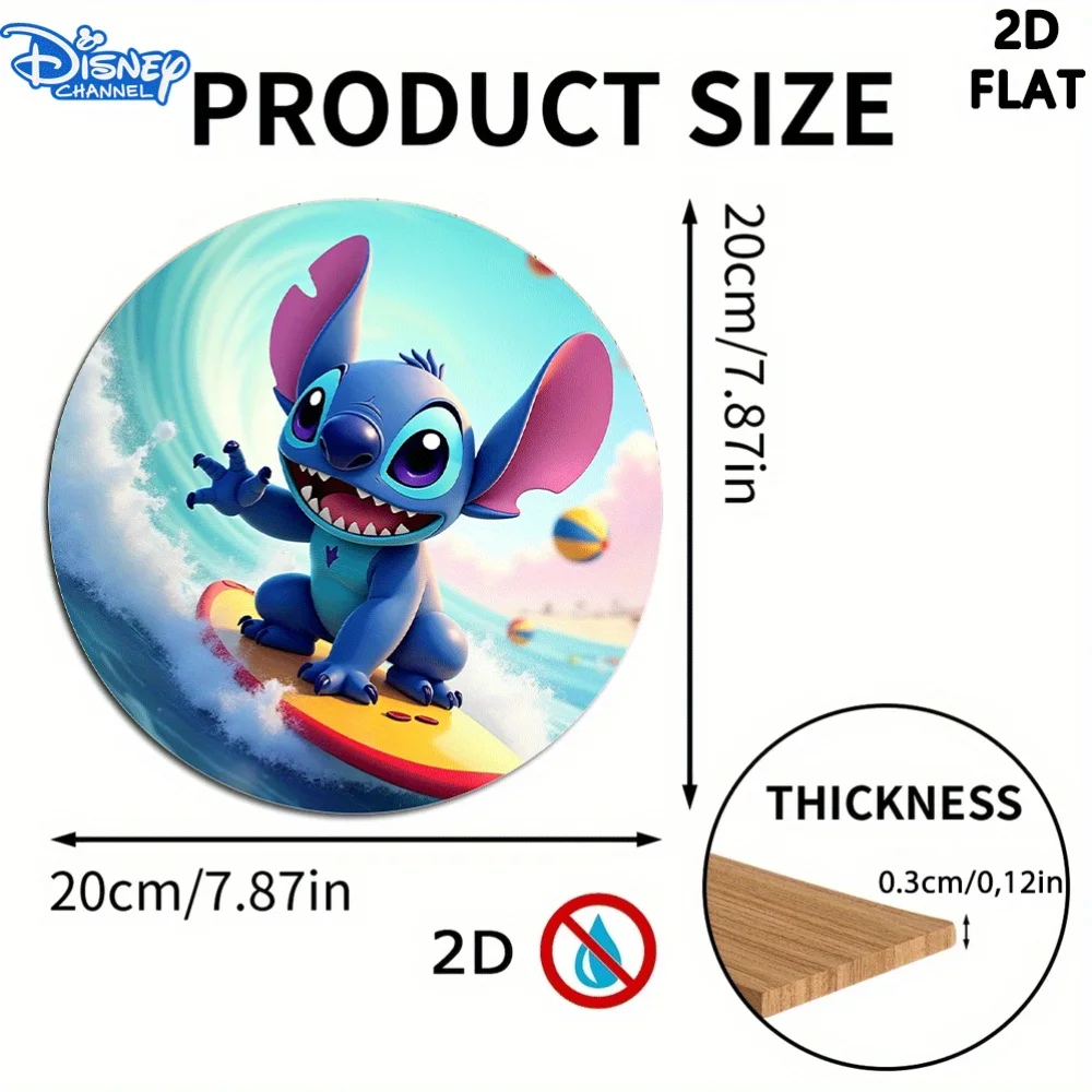 2D piatto, 1 pezzo 2D piatto surf punto rotondo piastra porta in legno appesa - 7,87x7,87 pollici simpatico personaggio dei cartoni animati sulla decorazione della parete della tavola da surf