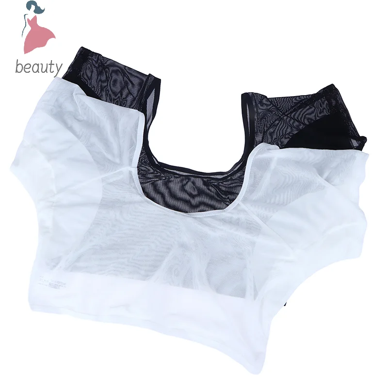 Almohadilla para el sudor en las axilas para mujer, chaleco absorbente, desodorante, almohadillas para el sudor en forma de camiseta, malla transparente lavable reutilizable, ultrafina