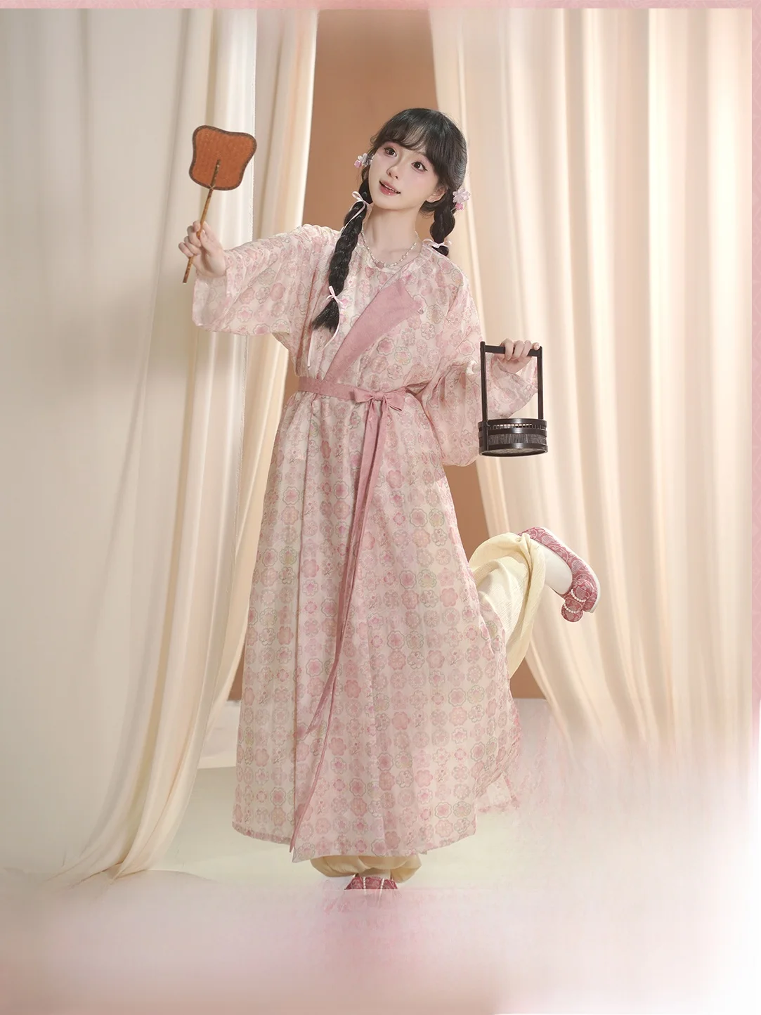

Chunri Yan Ren Ci Tang Summer Improved Hanfu Set round Neck Robe Sun Protection Lantern Pants National Style Women's Clothing