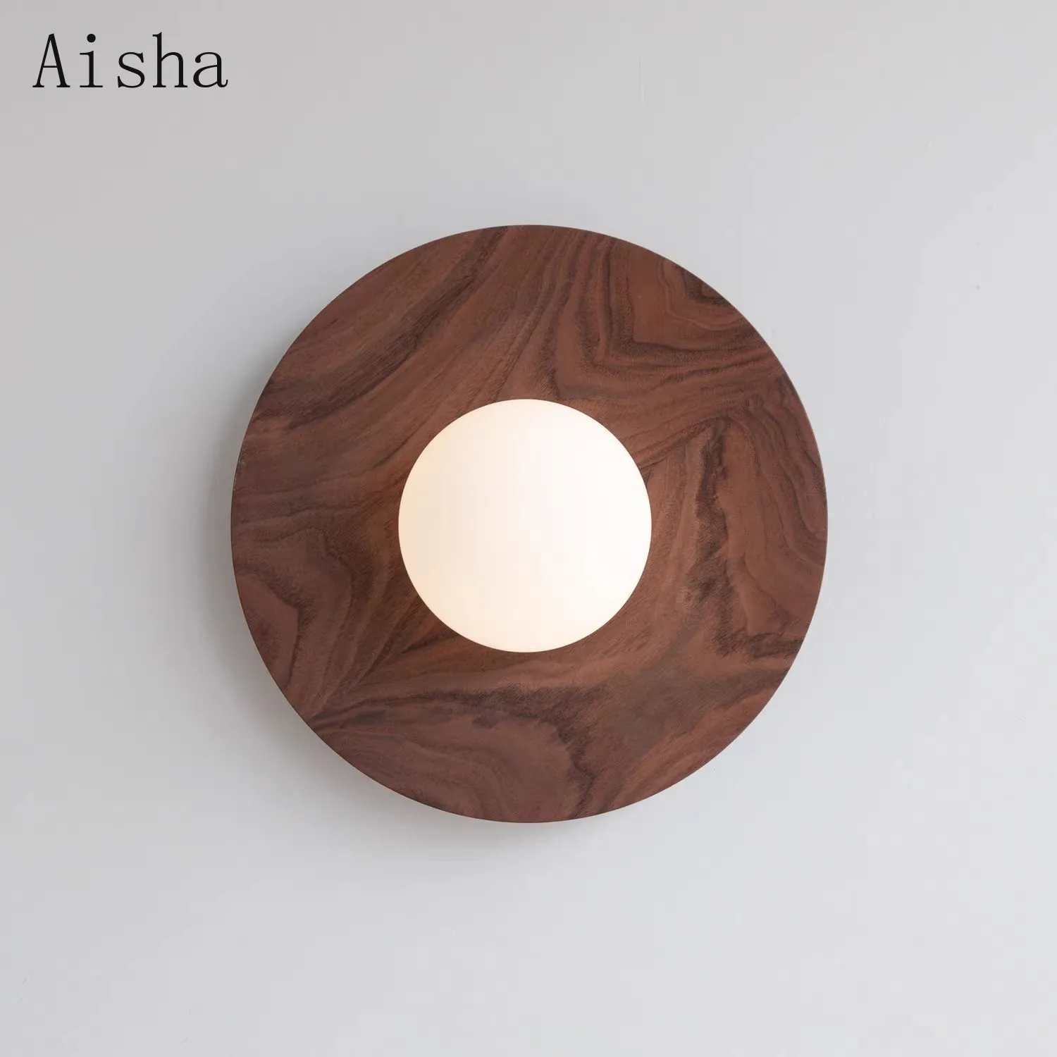 

Черный орех японский твердый деревянный стеклянный настенный светильник ретро круглый фон спальня прихожая прикроватная тумбочка гостиная настенные бра