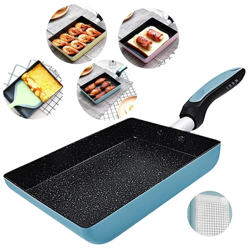 

Japanese Omelette Pan Aluminium Non-stick Coating Frying Pan Rectangle Mini Cookware