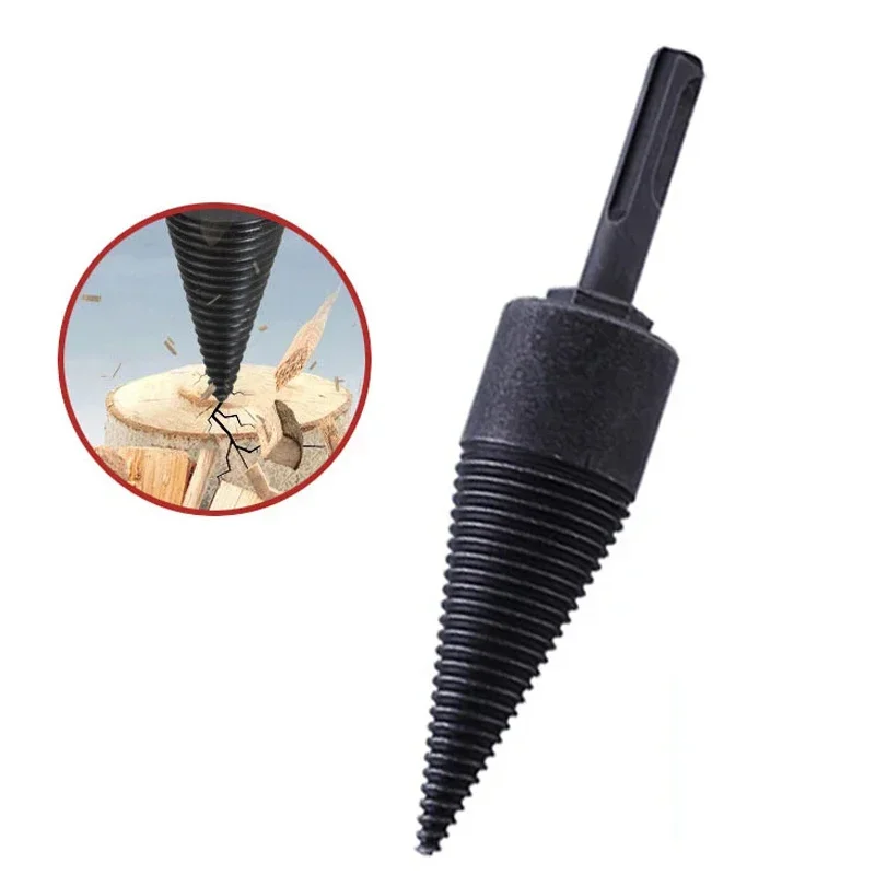 Broca para madera de 32/38/42/45mm, divisor de conos de tornillo, broca redonda de giro para dividir leña, herramientas para carpintería para taladro de Cable