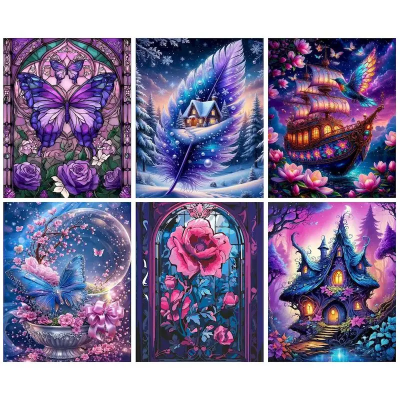 SDOYUNO Paint By Numbers For Adults Butterfly Flowers Wall Art Kill Time Diy Gift Home Decor Handmade Acrylic Paints Paint For P