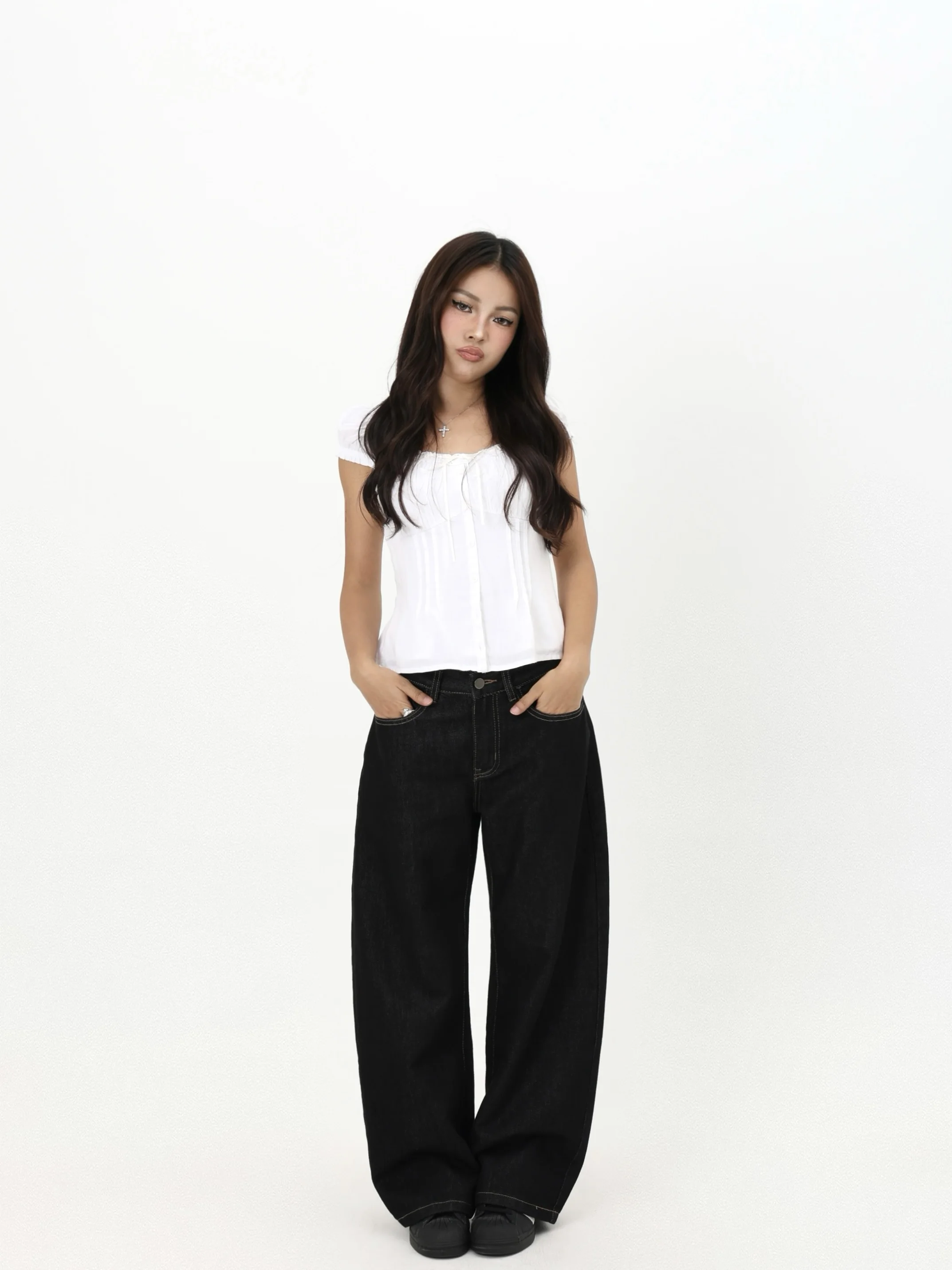 

Джинсы MIMIETTE с низкой посадкой, прямые, из невыцветающего хлопка, американского кроя, не мнущиеся, для невысоких женщин