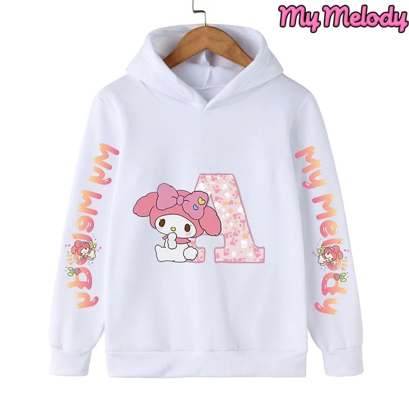 

Autumn My Melodys Children Hoodie Letter ABCD Kawaii Animal Cartoons Kid Pullover Anime Casual Clothes Boy Girl Long Sleeve Top