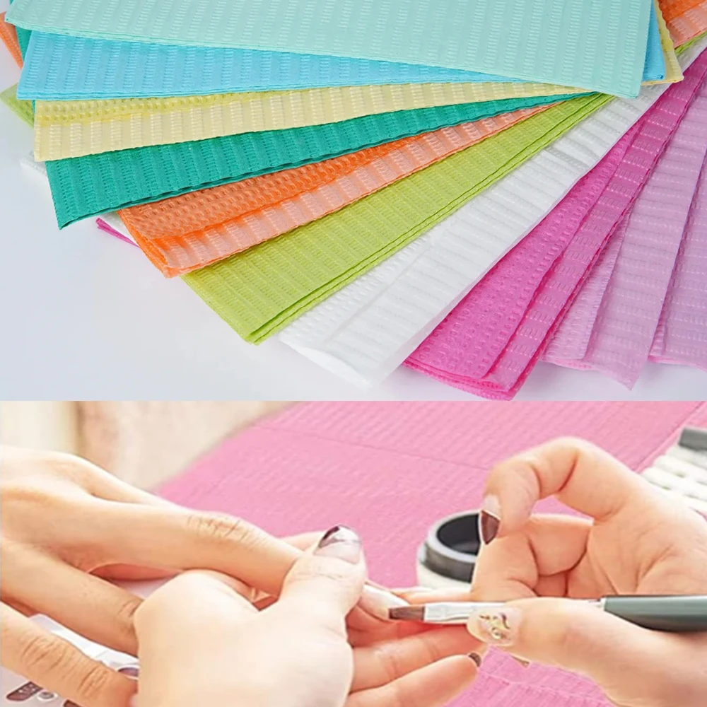 

20 шт. одноразовый коврик для чистки ногтей, 3-слойный дизайн, водонепроницаемая скатерть/чехол для красоты/маникюрного салона, профессиональный нагрудник для стоматолога