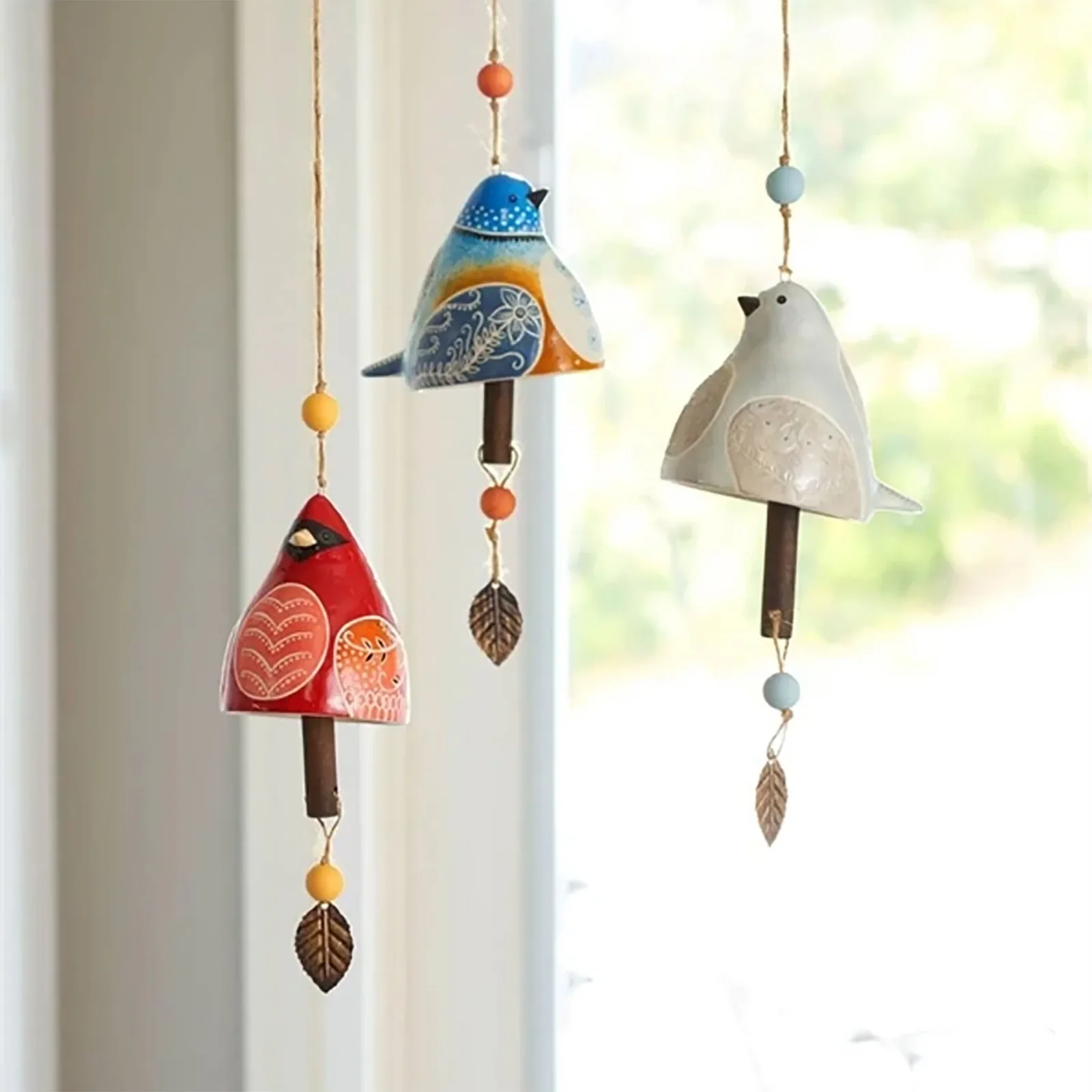 New Bird Song Bell Hanging Bird Wind Chime Resin Craft Pendant Outdoor Bird Bell Wind Chime for Garden Courtyard Home Decoration