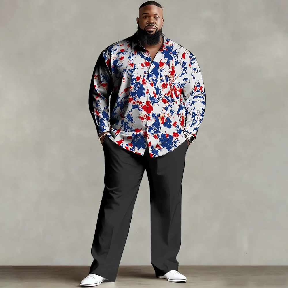 

S-9xl plus size Big & Tall Shirt Set (Iridescent Element) - Soft Cotton, Stylish Prismatic Print Patterns, Lightweight,