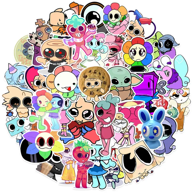 50PCS Funny Dandys World Cartoon Stickers DIY Decoration Waterproof Skateboard Notebook Luggage Laptop Phone Fridge Decals