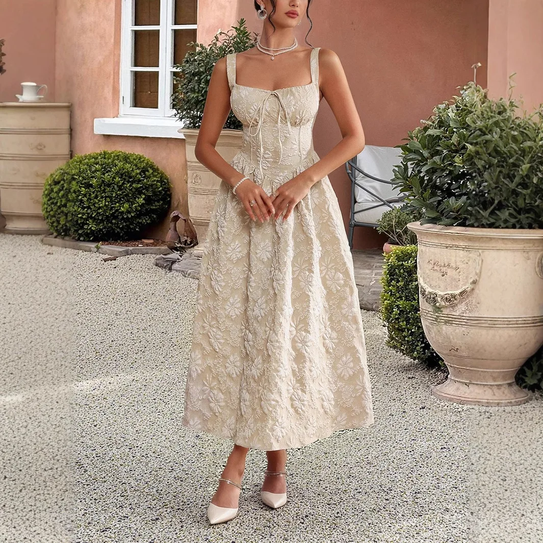 

Party Dress Women Long Dresses A Line Sling Vestidos Embroidery Sleeveless Elegant Splice Y2k Streetwear High Waist Night 2025