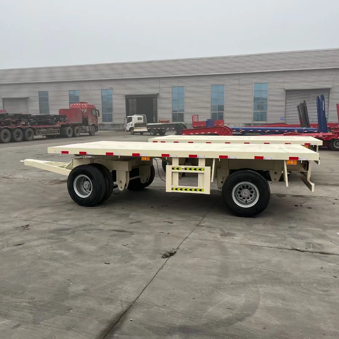 Factory Direct 2-Axle Steel Flatbed Semi-Trailer Equipment Transport Platform Full Trailer
