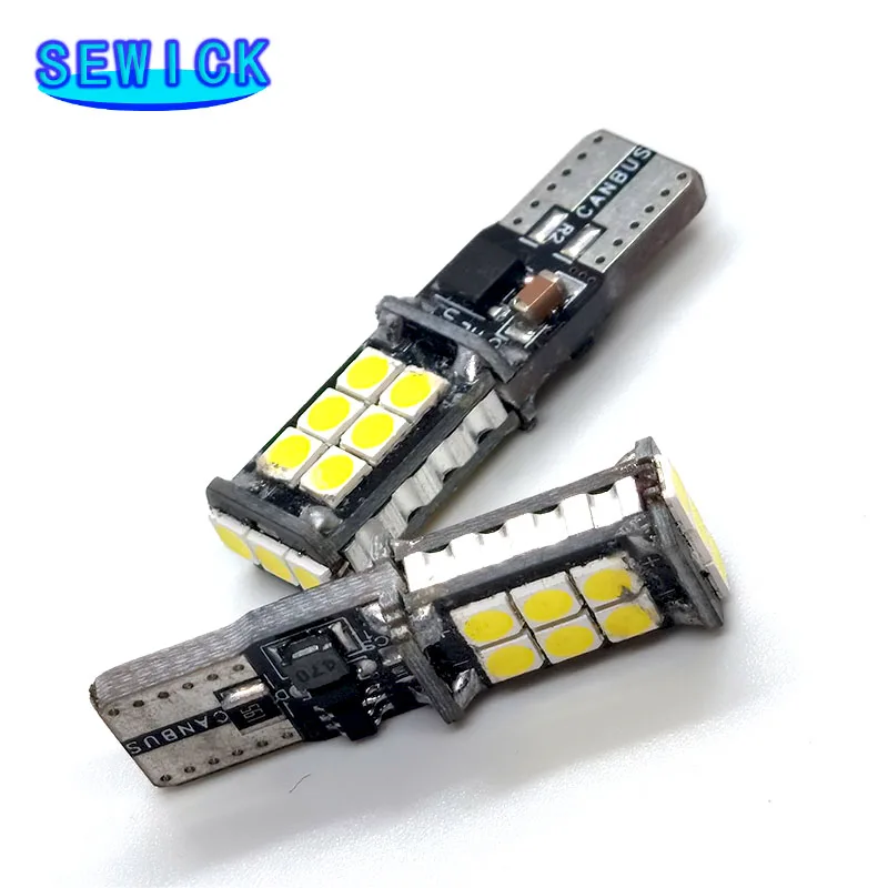 

100PCS Car LED T10 Led Canbus W5W Led Bulbs 168 194 15 SMD 3030 LED Dome Reading Lamp Interior Lights Auto DC 12V