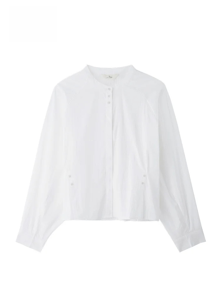 

GOFAR White Long Sve irt Women's Faion Slim Fit Design Sensation Autumn New Sle Cotton Pure Color French Sle irt