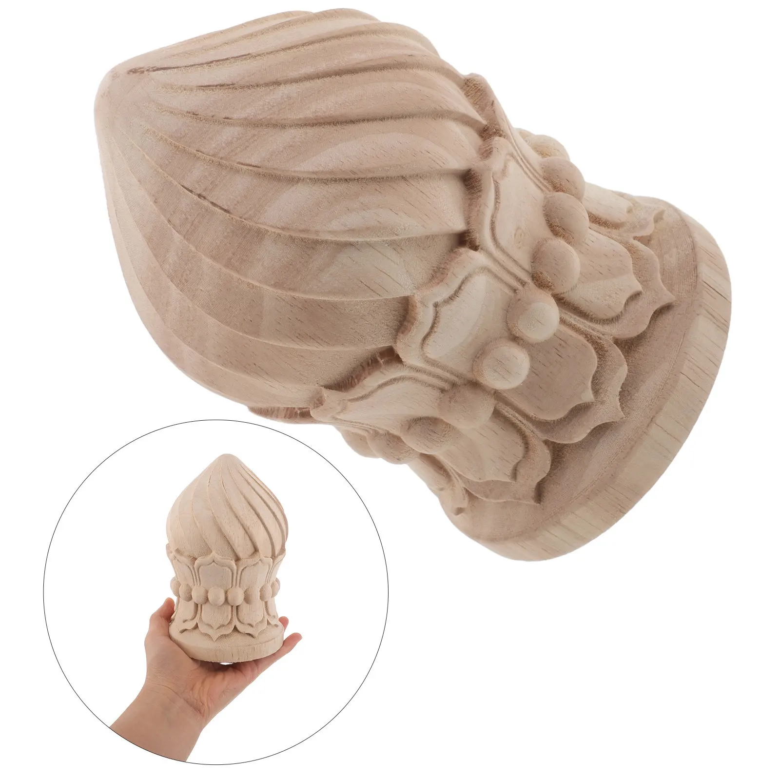 Unfinished Solid Hardwood Carved Finials 10x16cm Bed Post Cap Stair Post Topper Fence Gate Toppers Garden Fence Finial DIY