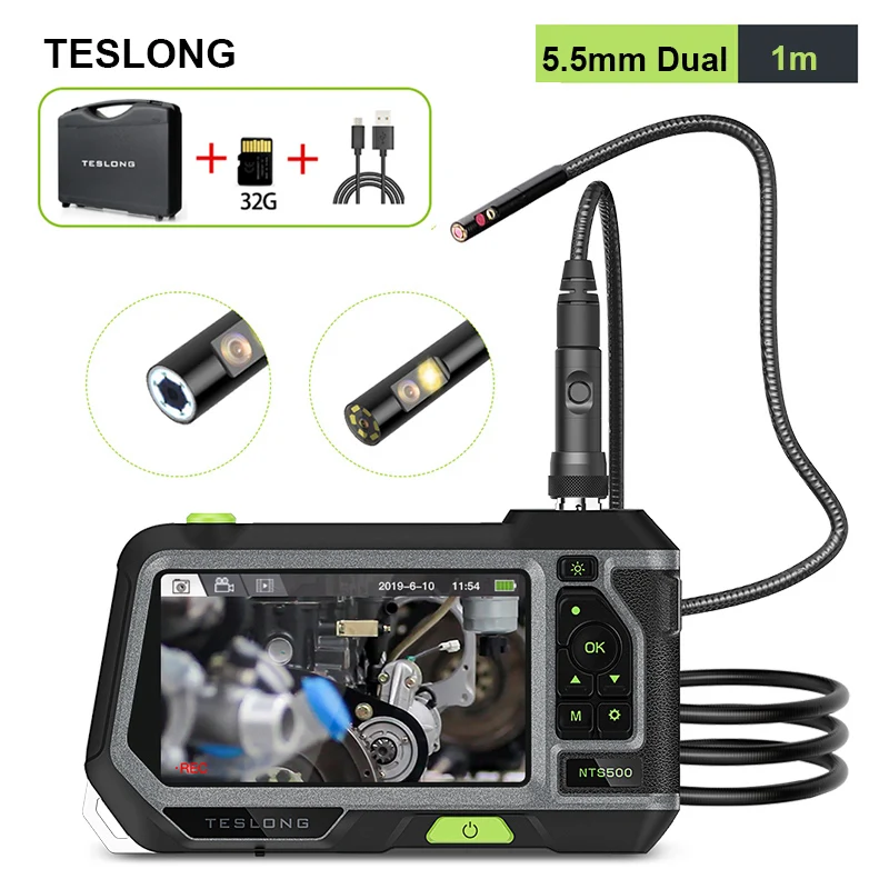 Teslong Nts500 5.5Mm Dubbele Lens 1080P Endoscoop Ip67 Inspectiecamera Borescope Voor Reparatie Van De Pijpleiding Van De Automotorcontrole