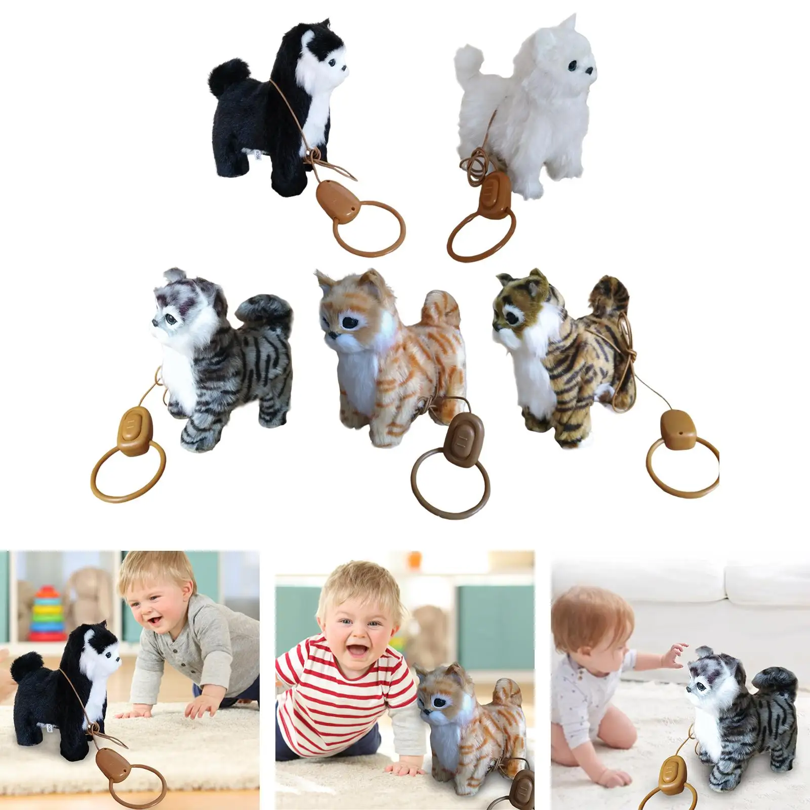 Lifelike Plush Cat Stuffed Toy Interactive Toys Walk Singing Songs Realistic Robot Cat Toy Plush Toy for Birthday Girls Baby Cat